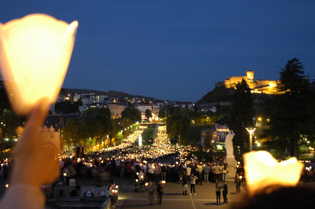 Lourdes, candle lit procession.